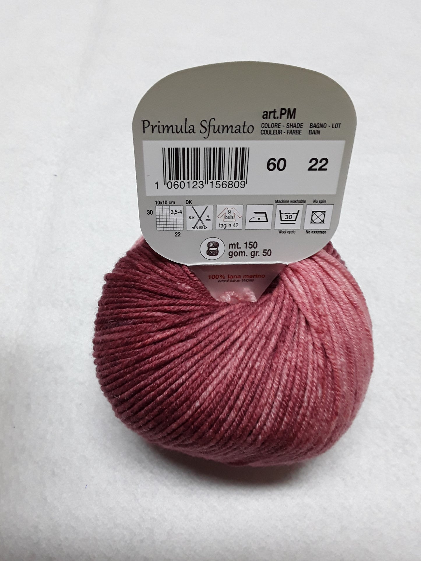 PRIMULA ADRIAFIL 50 GR METRI 150 100% lana (merino extra fine) Ferri: 4mm