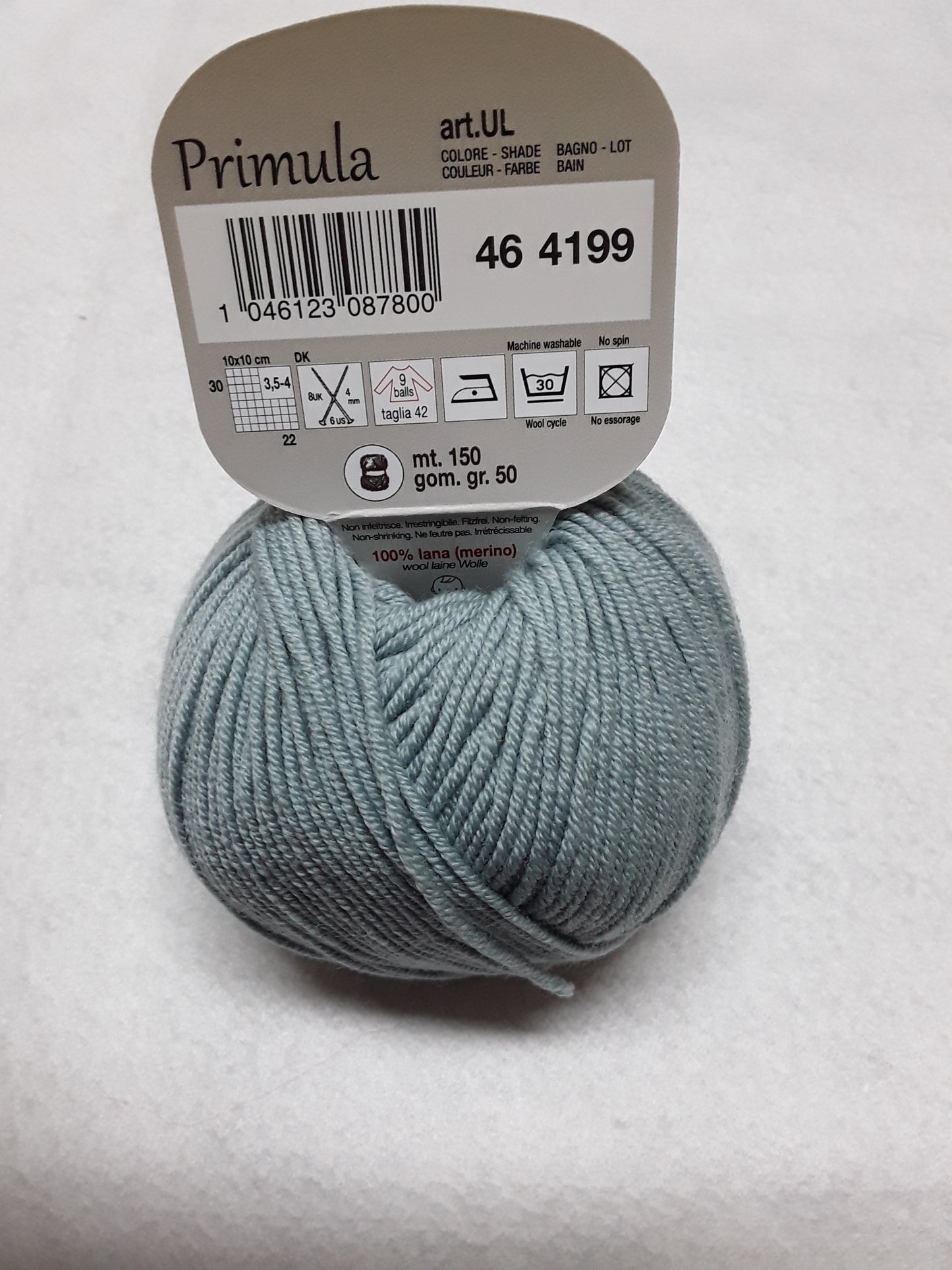 PRIMULA ADRIAFIL 50 GR METRI 150 100% lana (merino extra fine) Ferri: 4mm