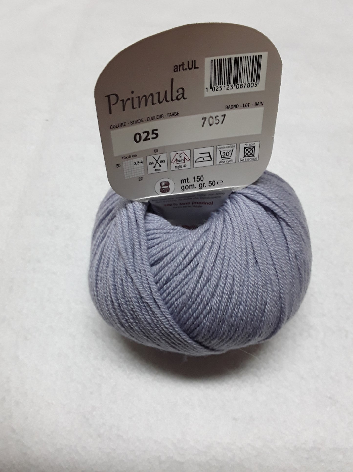 PRIMULA ADRIAFIL 50 GR METRI 150 100% lana (merino extra fine) Ferri: 4mm