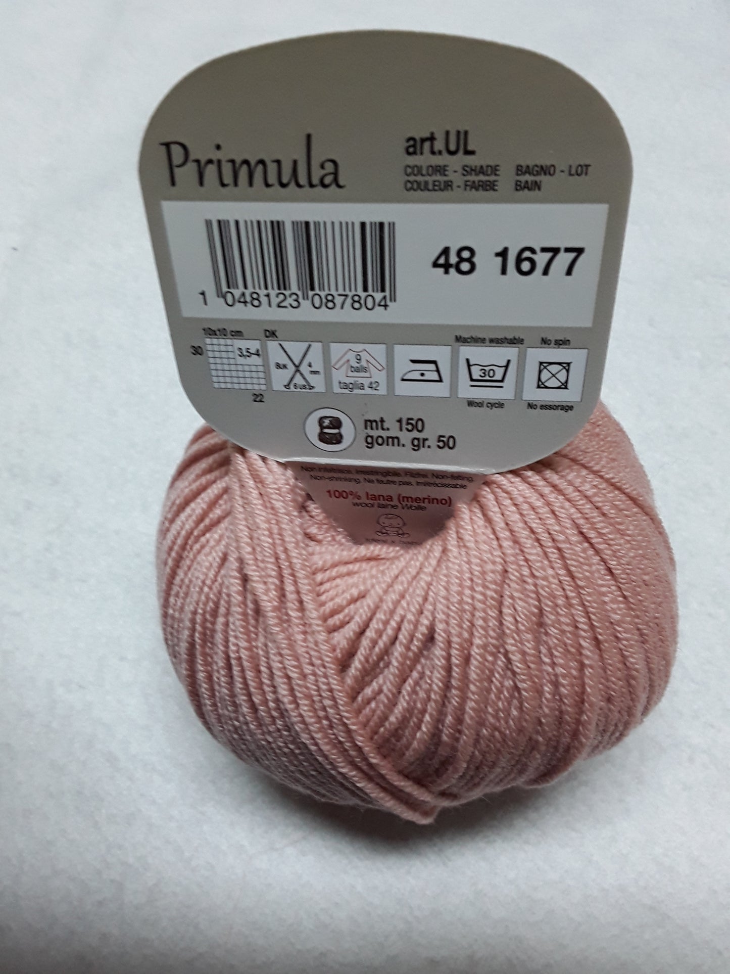 PRIMULA ADRIAFIL 50 GR METRI 150 100% lana (merino extra fine) Ferri: 4mm