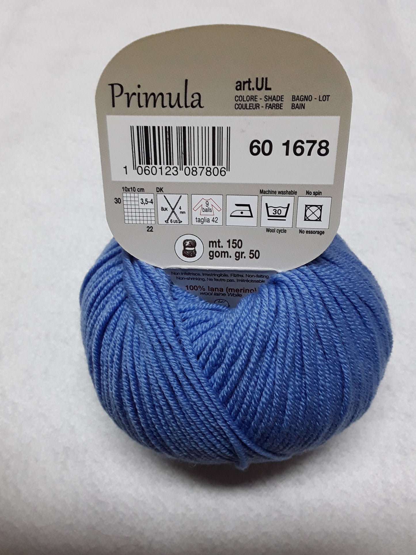 PRIMULA ADRIAFIL 50 GR METRI 150 100% lana (merino extra fine) Ferri: 4mm