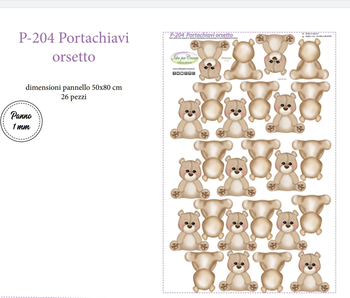 P-204 Pannello Portachiavi Orsetto