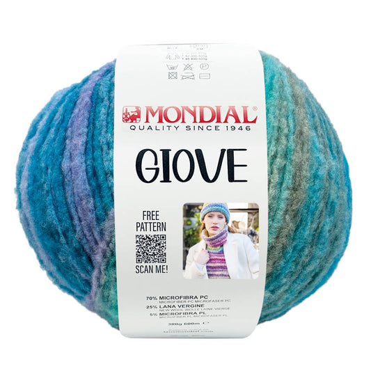 GIOVE MONDIAL 300 g - 600 m composizione bilanciata (70% microfibra PC – 25% lana – 5% microfibra PL) si lavora con ferri 6/7