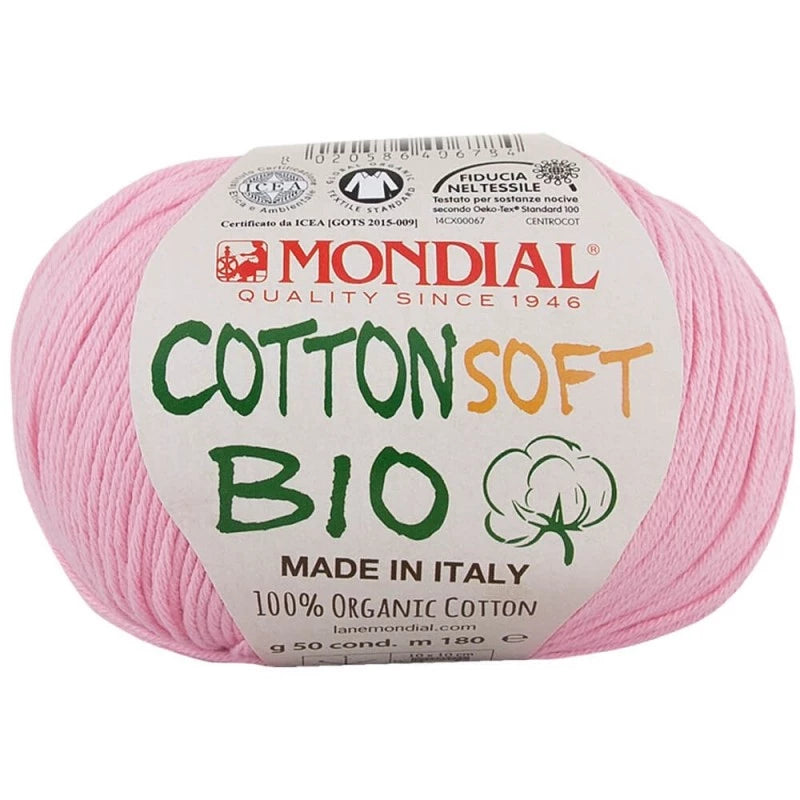 Filato Mondial Cotton Soft Bio – 100% Cotone Biologico Certificato (50g / 180m) | Gomitolo Estivo per Ferri e Uncinetto
