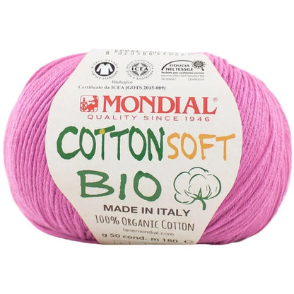 Filato Mondial Cotton Soft Bio – 100% Cotone Biologico Certificato (50g / 180m) | Gomitolo Estivo per Ferri e Uncinetto