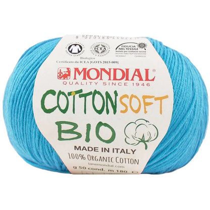 Filato Mondial Cotton Soft Bio – 100% Cotone Biologico Certificato (50g / 180m) | Gomitolo Estivo per Ferri e Uncinetto