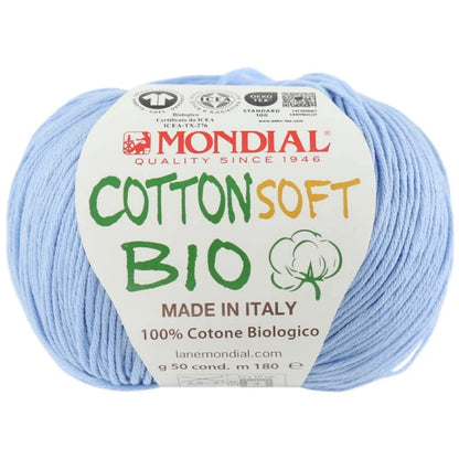 Filato Mondial Cotton Soft Bio – 100% Cotone Biologico Certificato (50g / 180m) | Gomitolo Estivo per Ferri e Uncinetto