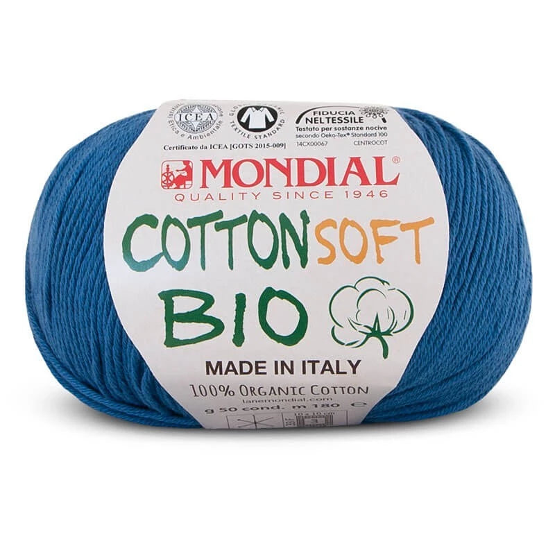 Filato Mondial Cotton Soft Bio – 100% Cotone Biologico Certificato (50g / 180m) | Gomitolo Estivo per Ferri e Uncinetto