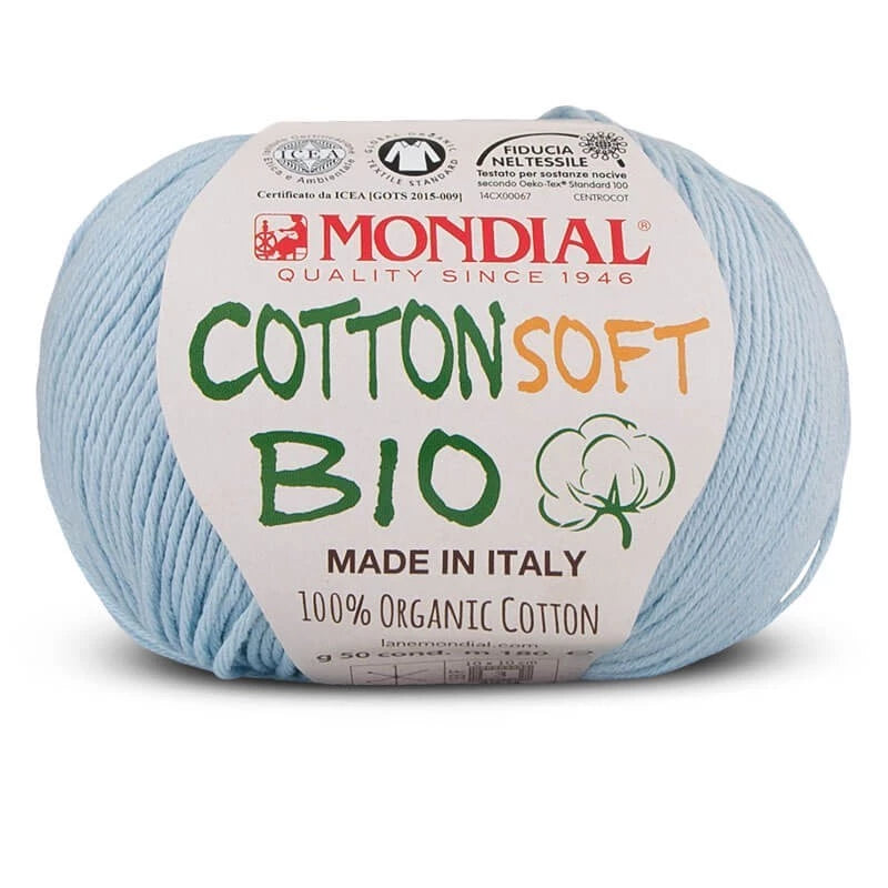 Filato Mondial Cotton Soft Bio – 100% Cotone Biologico Certificato (50g / 180m) | Gomitolo Estivo per Ferri e Uncinetto