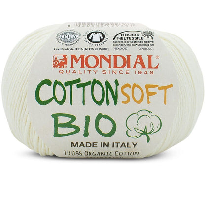 Filato Mondial Cotton Soft Bio – 100% Cotone Biologico Certificato (50g / 180m) | Gomitolo Estivo per Ferri e Uncinetto