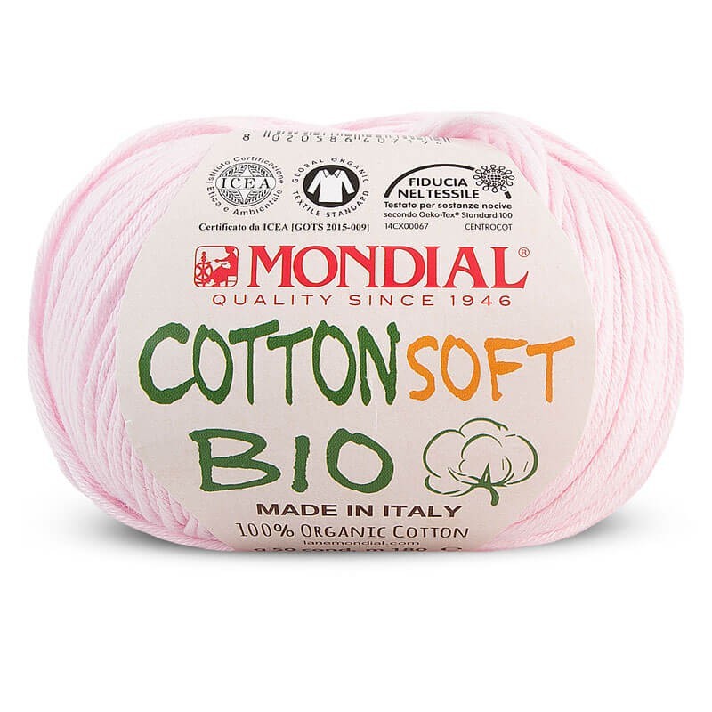 Filato Mondial Cotton Soft Bio – 100% Cotone Biologico Certificato (50g / 180m) | Gomitolo Estivo per Ferri e Uncinetto