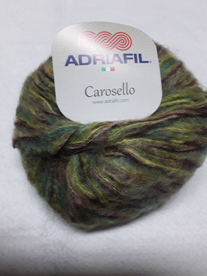 Carosello Adriafil 50 gr per 75 metri 40% acrilico 30% kid mohair 30% poliammide si lavora con ferri 8