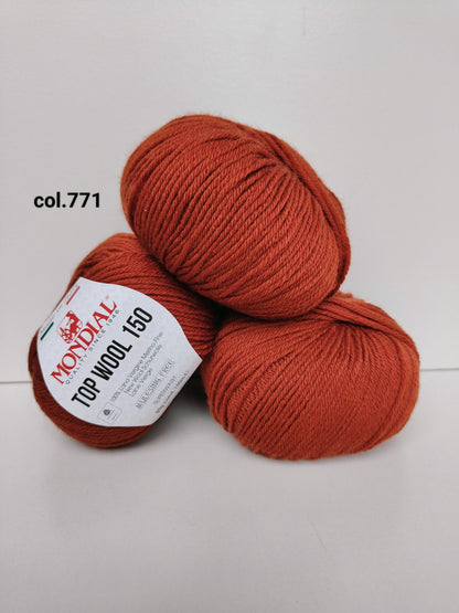 Filato Top Wool 150 Mondial – Gomitolo 100% Lana Vergine Irrestringibile